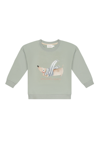 Sweatshirt mit Dackel "adventure awaits" hellgrün